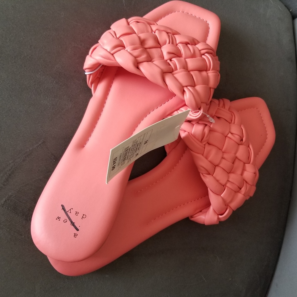 A New Day Pink Carissa Woven Slide Sandals